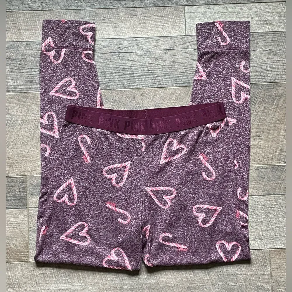 PINK by Victoria’s Secret, Purple & Pink, “Candy Cane Hearts”, Sleep Pants. Med.